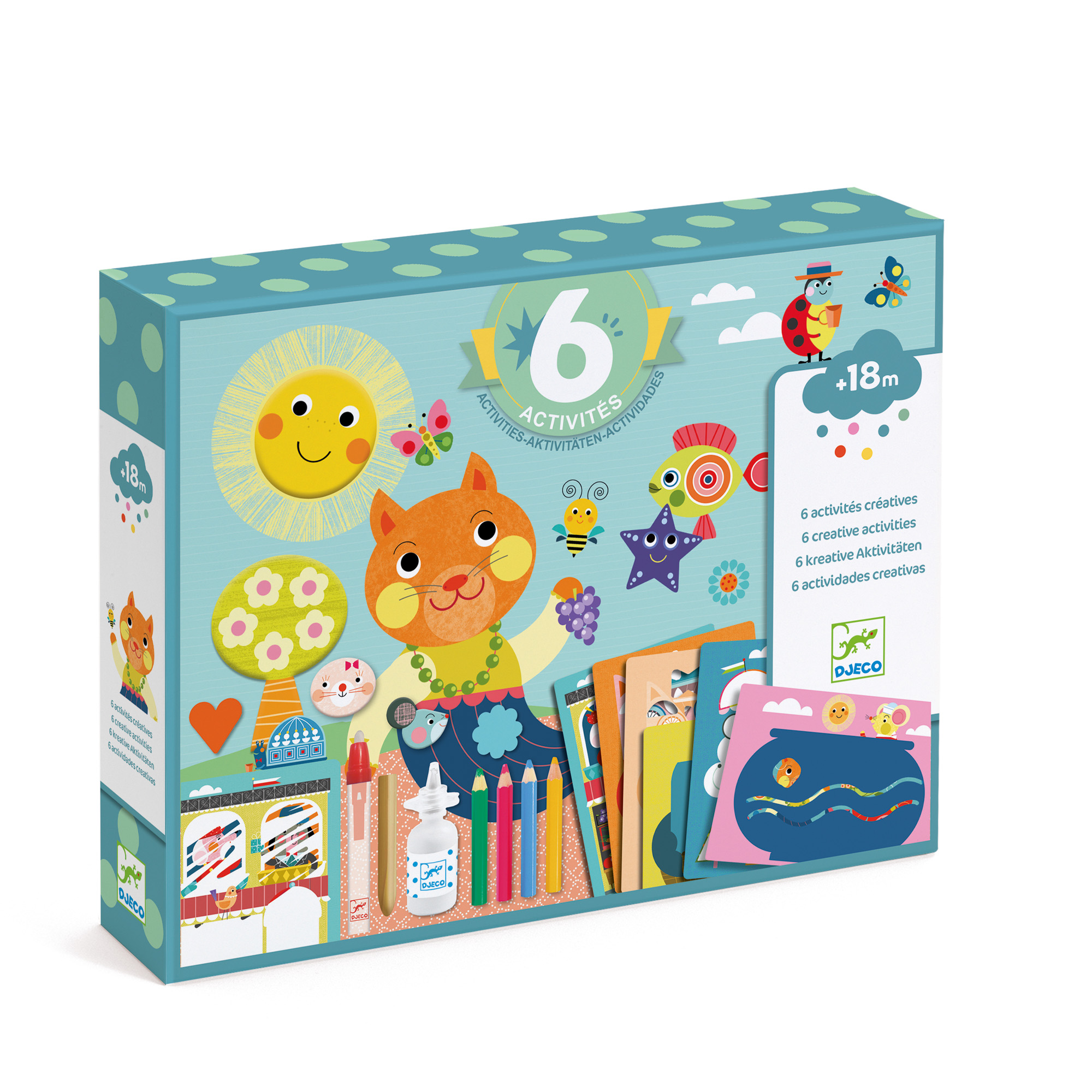 DJECO Cofanetto 6 Attività Creative Gatto - Kit Artistico Completo Bambini - immagine 1